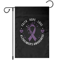 Faith Hope Love Purple Ribbon Garden Flag End Alzheimers Butterfly Graphic