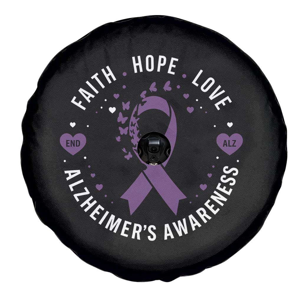 Faith Hope Love Purple Ribbon Spare Tire Cover End Alzheimers Butterfly Graphic