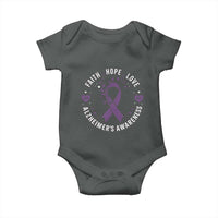 Faith Hope Love Purple Ribbon Baby Onesie End Alzheimers Butterfly Graphic