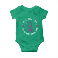 Faith Hope Love Purple Ribbon Baby Onesie End Alzheimers Butterfly Graphic