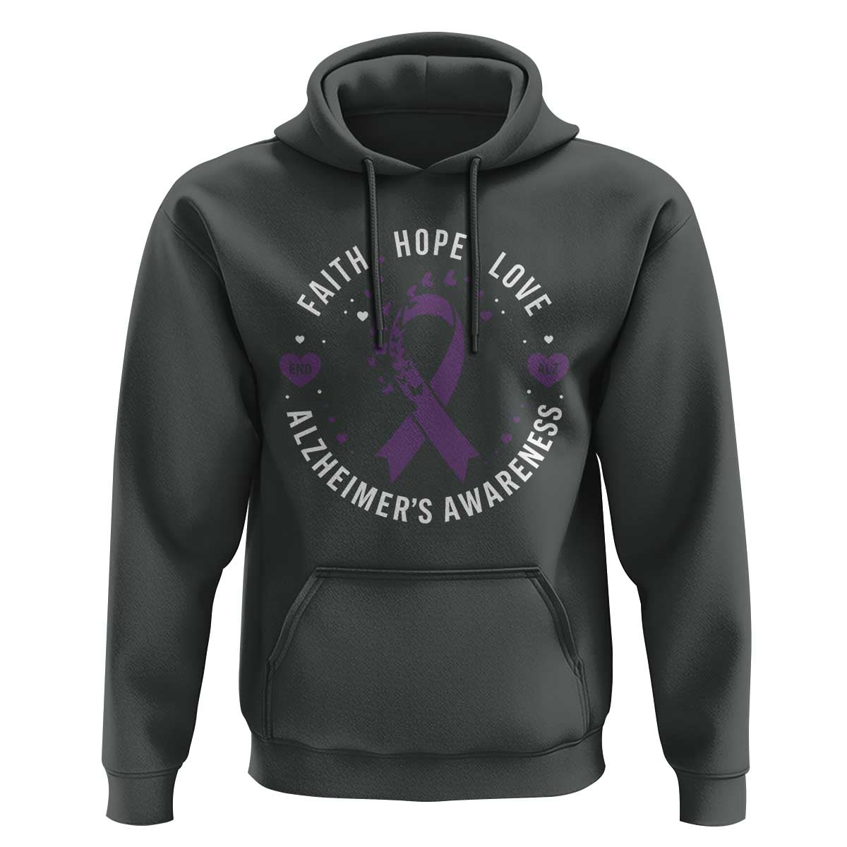 Faith Hope Love Purple Ribbon Hoodie End Alzheimers Butterfly Graphic