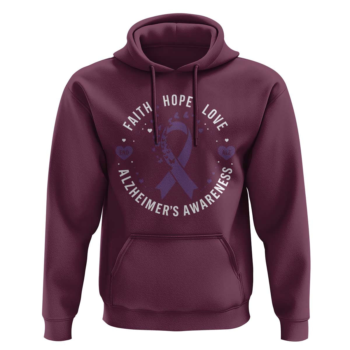 Faith Hope Love Purple Ribbon Hoodie End Alzheimers Butterfly Graphic