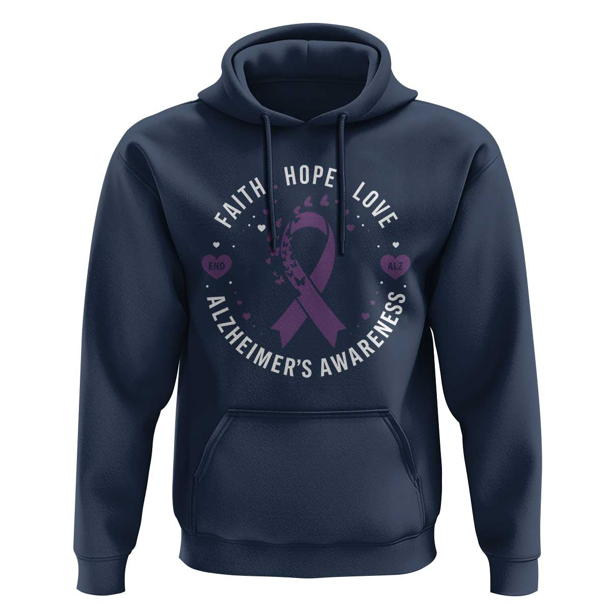 Faith Hope Love Purple Ribbon Hoodie End Alzheimers Butterfly Graphic