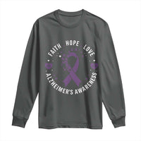 Faith Hope Love Purple Ribbon Long Sleeve Shirt End Alzheimers Butterfly Graphic