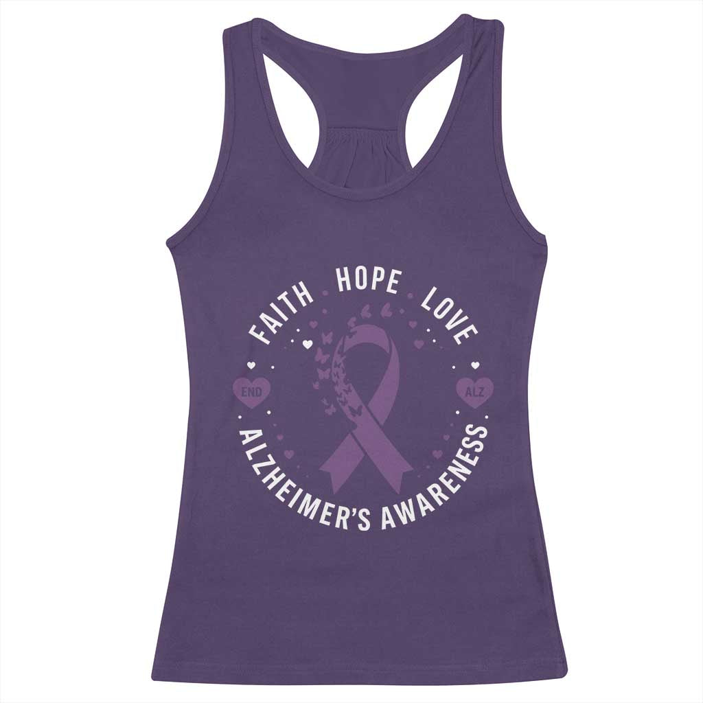 Faith Hope Love Purple Ribbon Racerback Tank Top End Alzheimers Butterfly Graphic