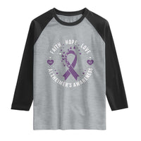 Faith Hope Love Purple Ribbon Raglan Shirt End Alzheimers Butterfly Graphic