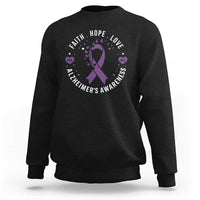 Faith Hope Love Purple Ribbon Sweatshirt End Alzheimers Butterfly Graphic