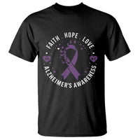 Faith Hope Love Purple Ribbon T Shirt End Alzheimers Butterfly Graphic