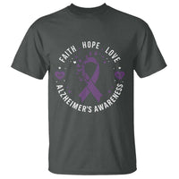 Faith Hope Love Purple Ribbon T Shirt End Alzheimers Butterfly Graphic