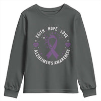 Faith Hope Love Purple Ribbon Youth Sweatshirt End Alzheimers Butterfly Graphic