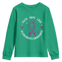 Faith Hope Love Purple Ribbon Youth Sweatshirt End Alzheimers Butterfly Graphic