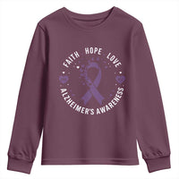 Faith Hope Love Purple Ribbon Youth Sweatshirt End Alzheimers Butterfly Graphic