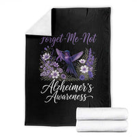 Forget Me Not Alzheimers Awareness Throw Blanket Hummingbird Purple Ribbon Floral