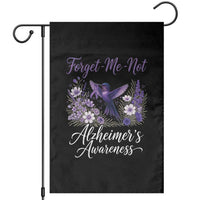 Forget Me Not Alzheimers Awareness Garden Flag Hummingbird Purple Ribbon Floral