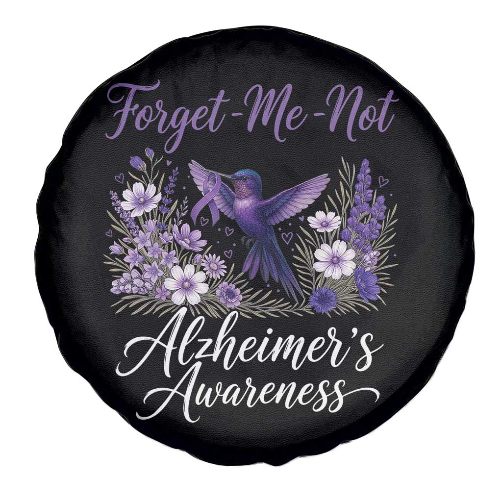 Forget Me Not Alzheimers Awareness Spare Tire Cover Hummingbird Purple Ribbon Floral