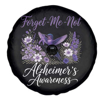 Forget Me Not Alzheimers Awareness Spare Tire Cover Hummingbird Purple Ribbon Floral
