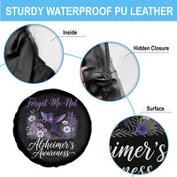 Forget Me Not Alzheimers Awareness Spare Tire Cover Hummingbird Purple Ribbon Floral
