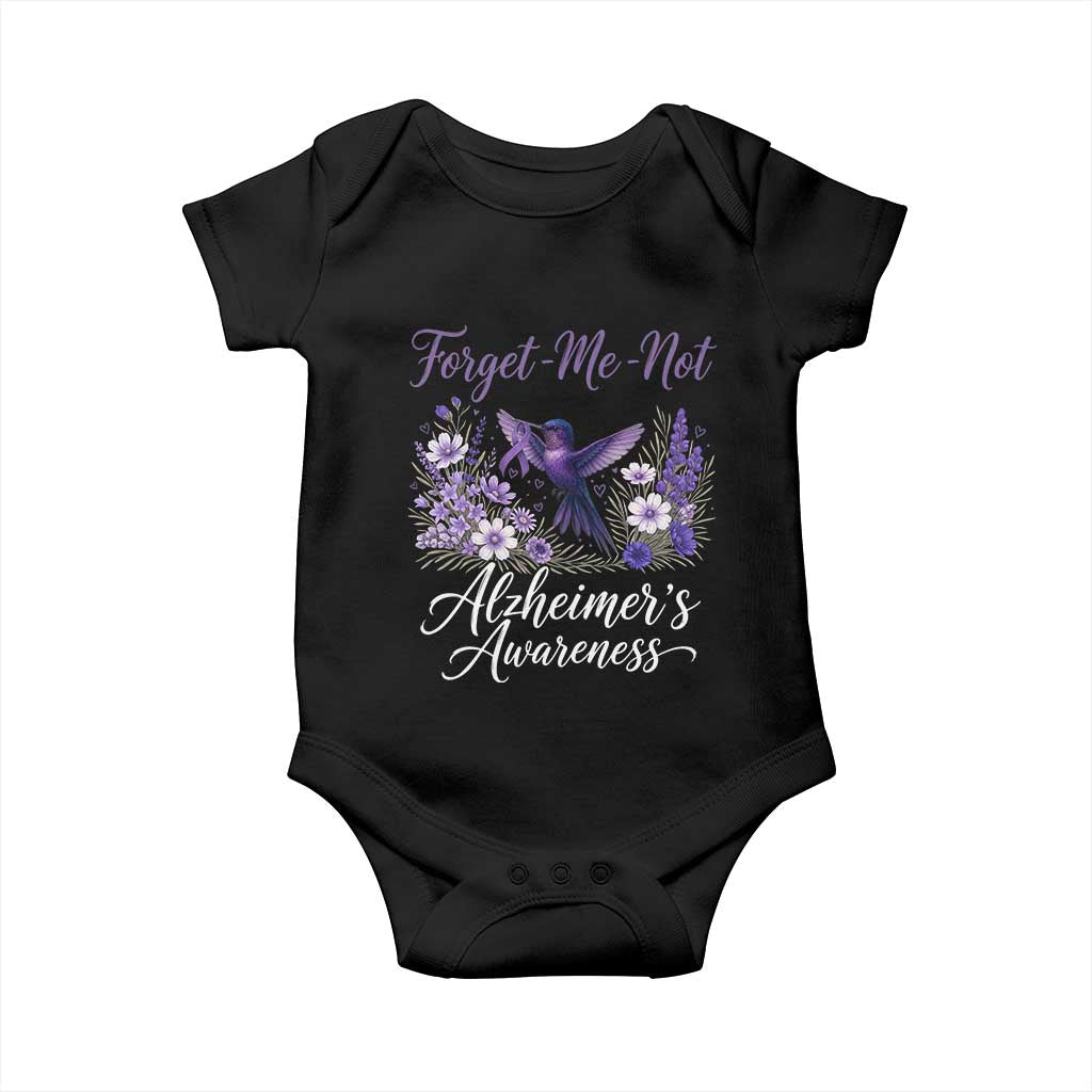 Forget Me Not Alzheimers Awareness Baby Onesie Hummingbird Purple Ribbon Floral