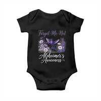 Forget Me Not Alzheimers Awareness Baby Onesie Hummingbird Purple Ribbon Floral