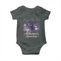 Forget Me Not Alzheimers Awareness Baby Onesie Hummingbird Purple Ribbon Floral
