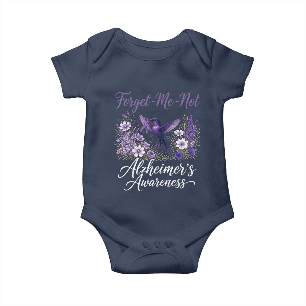 Forget Me Not Alzheimers Awareness Baby Onesie Hummingbird Purple Ribbon Floral