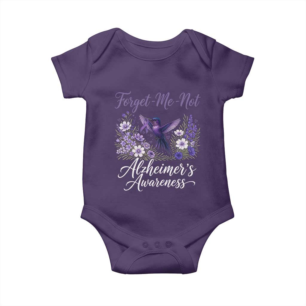 Forget Me Not Alzheimers Awareness Baby Onesie Hummingbird Purple Ribbon Floral