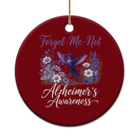 Forget Me Not Alzheimers Awareness Ceramic Ornament Hummingbird Purple Ribbon Floral