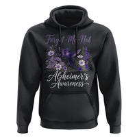 Forget Me Not Alzheimers Awareness Hoodie Hummingbird Purple Ribbon Floral