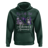 Forget Me Not Alzheimers Awareness Hoodie Hummingbird Purple Ribbon Floral