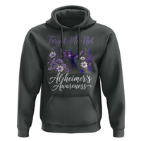 Forget Me Not Alzheimers Awareness Hoodie Hummingbird Purple Ribbon Floral
