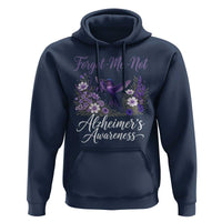 Forget Me Not Alzheimers Awareness Hoodie Hummingbird Purple Ribbon Floral