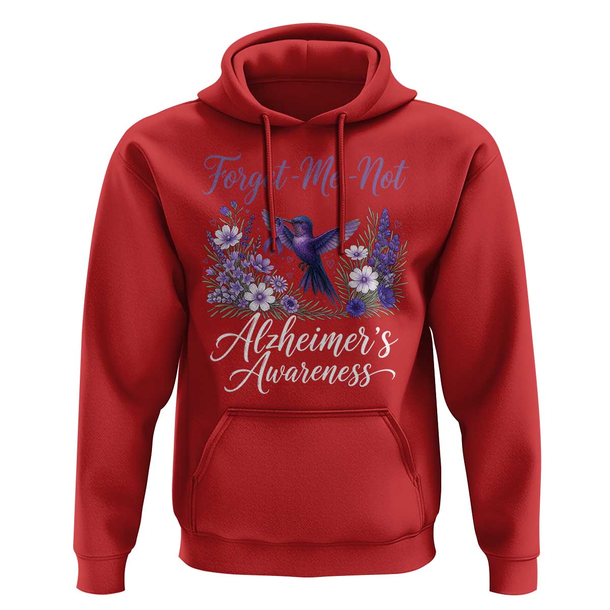 Forget Me Not Alzheimers Awareness Hoodie Hummingbird Purple Ribbon Floral