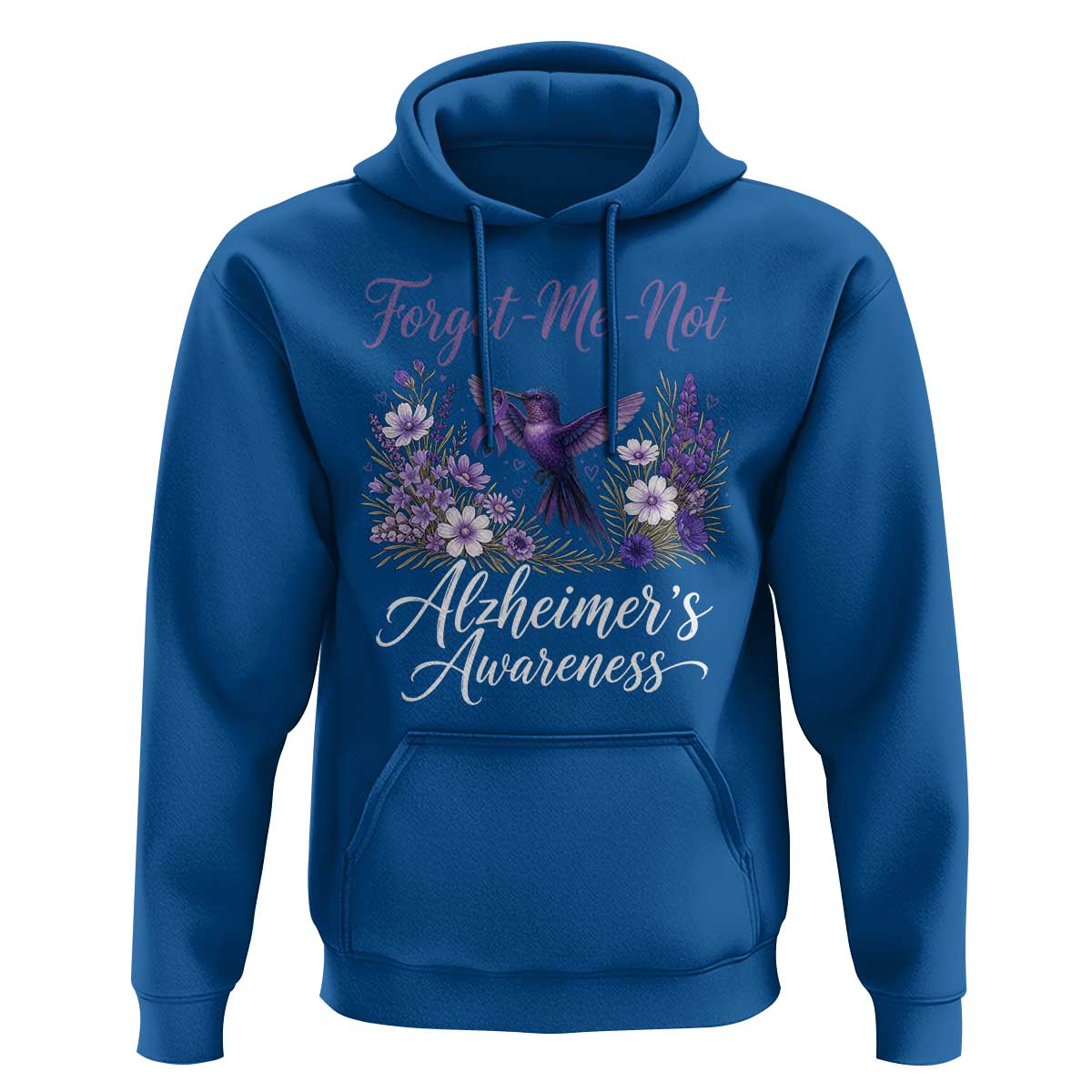 Forget Me Not Alzheimers Awareness Hoodie Hummingbird Purple Ribbon Floral