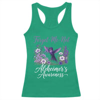 Forget Me Not Alzheimers Awareness Racerback Tank Top Hummingbird Purple Ribbon Floral
