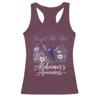 Forget Me Not Alzheimers Awareness Racerback Tank Top Hummingbird Purple Ribbon Floral