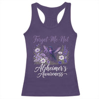 Forget Me Not Alzheimers Awareness Racerback Tank Top Hummingbird Purple Ribbon Floral
