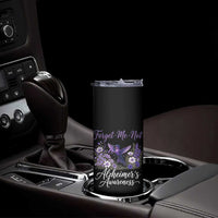 Forget Me Not Alzheimers Awareness Skinny Tumbler Hummingbird Purple Ribbon Floral