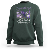 Forget Me Not Alzheimers Awareness Sweatshirt Hummingbird Purple Ribbon Floral