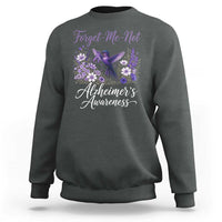 Forget Me Not Alzheimers Awareness Sweatshirt Hummingbird Purple Ribbon Floral