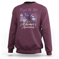 Forget Me Not Alzheimers Awareness Sweatshirt Hummingbird Purple Ribbon Floral