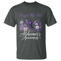 Forget Me Not Alzheimers Awareness T Shirt Hummingbird Purple Ribbon Floral