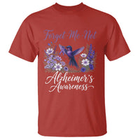 Forget Me Not Alzheimers Awareness T Shirt Hummingbird Purple Ribbon Floral