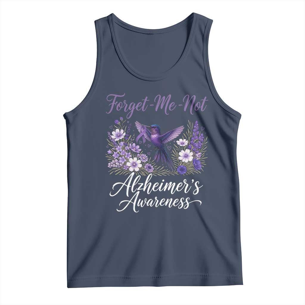 Forget Me Not Alzheimers Awareness Tank Top Hummingbird Purple Ribbon Floral