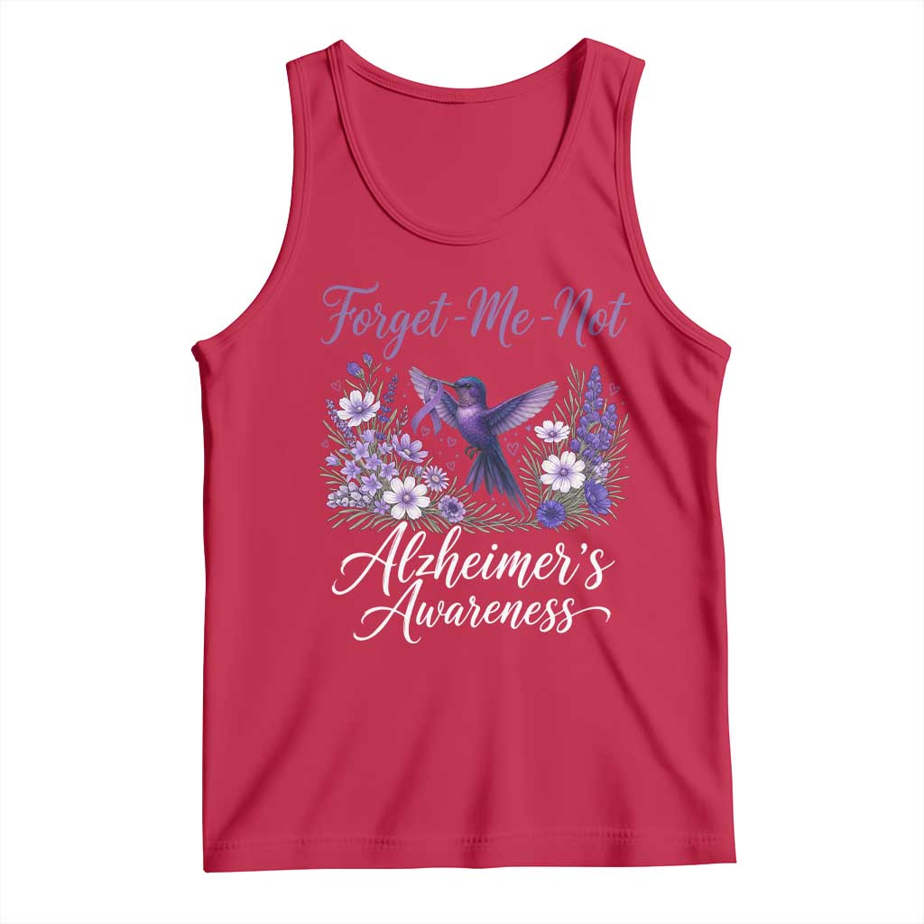 Forget Me Not Alzheimers Awareness Tank Top Hummingbird Purple Ribbon Floral