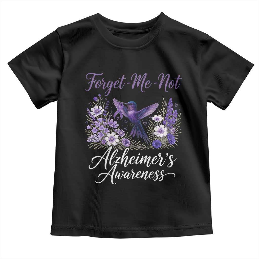 Forget Me Not Alzheimers Awareness Toddler T Shirt Hummingbird Purple Ribbon Floral