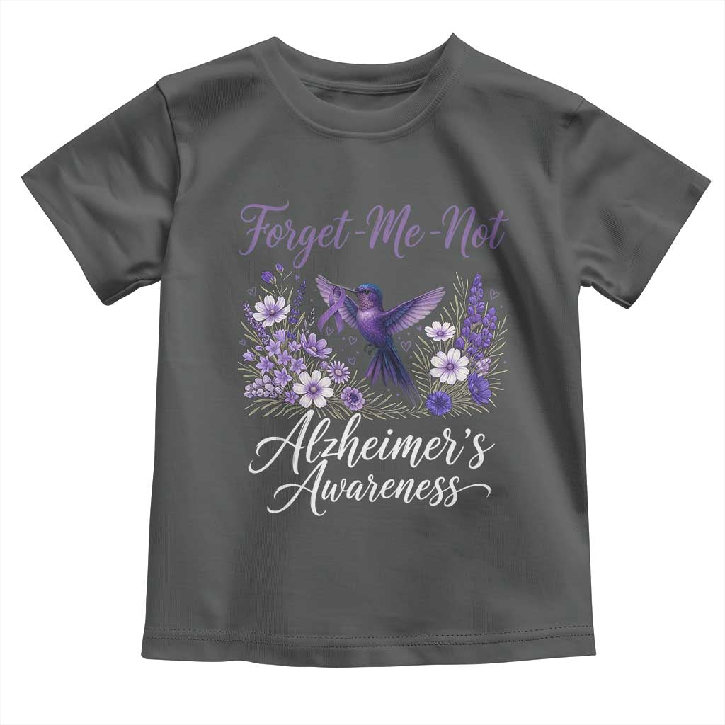 Forget Me Not Alzheimers Awareness Toddler T Shirt Hummingbird Purple Ribbon Floral