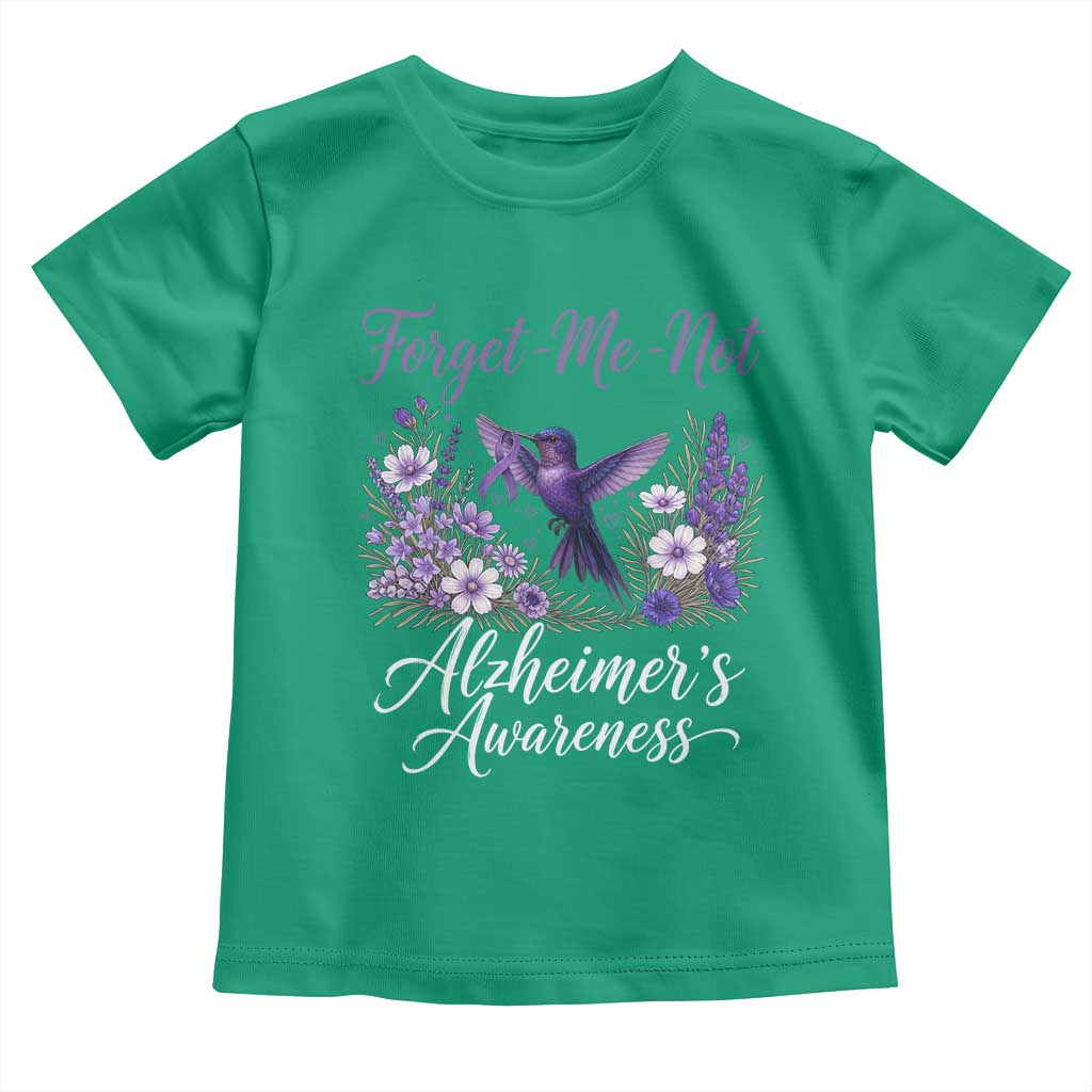 Forget Me Not Alzheimers Awareness Toddler T Shirt Hummingbird Purple Ribbon Floral
