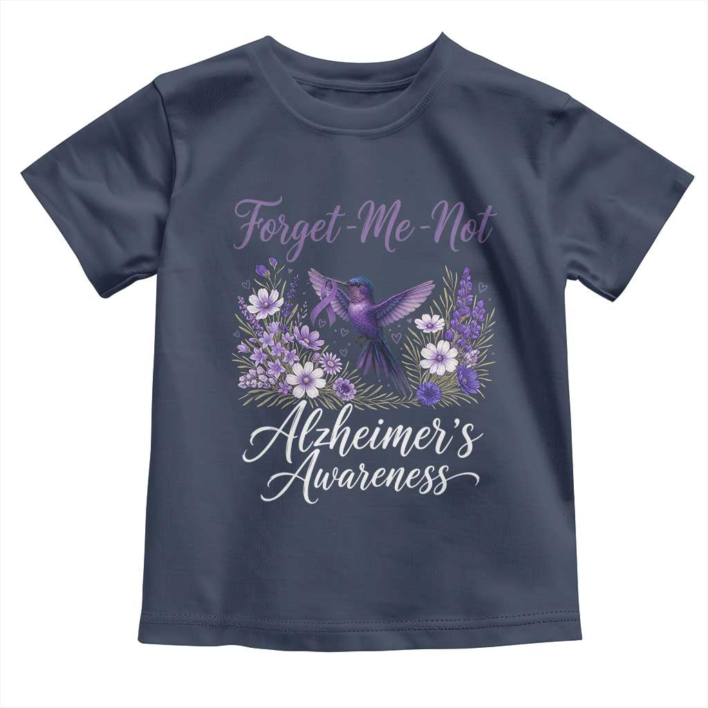 Forget Me Not Alzheimers Awareness Toddler T Shirt Hummingbird Purple Ribbon Floral