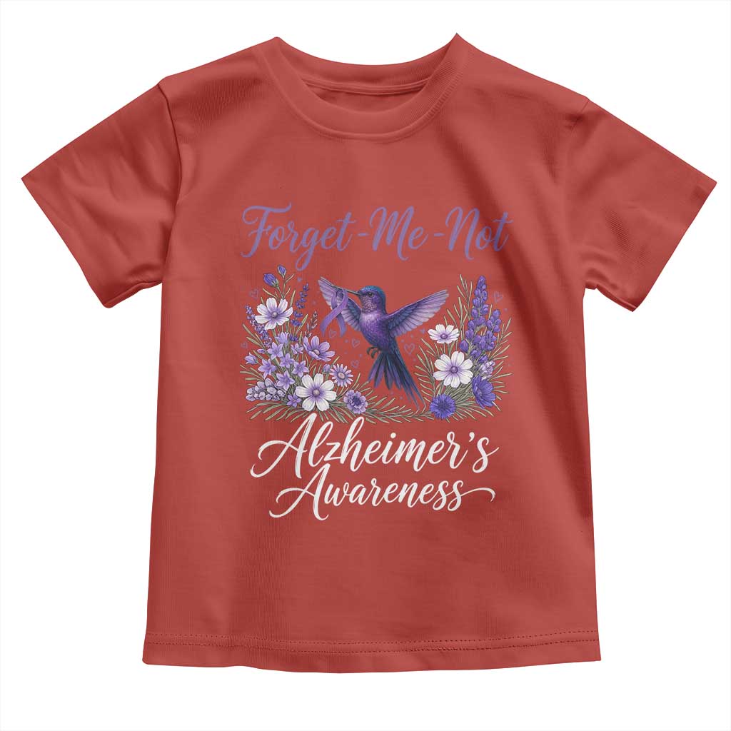 Forget Me Not Alzheimers Awareness Toddler T Shirt Hummingbird Purple Ribbon Floral