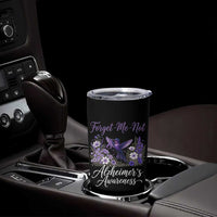 Forget Me Not Alzheimers Awareness Tumbler Cup Hummingbird Purple Ribbon Floral
